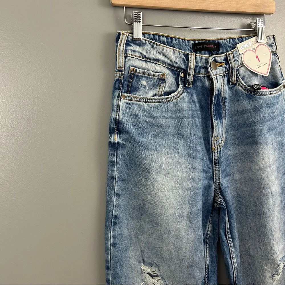 NWT Love Culture Wide Leg Distressed Celine Jeans Size 28 - Picture 8 of 11